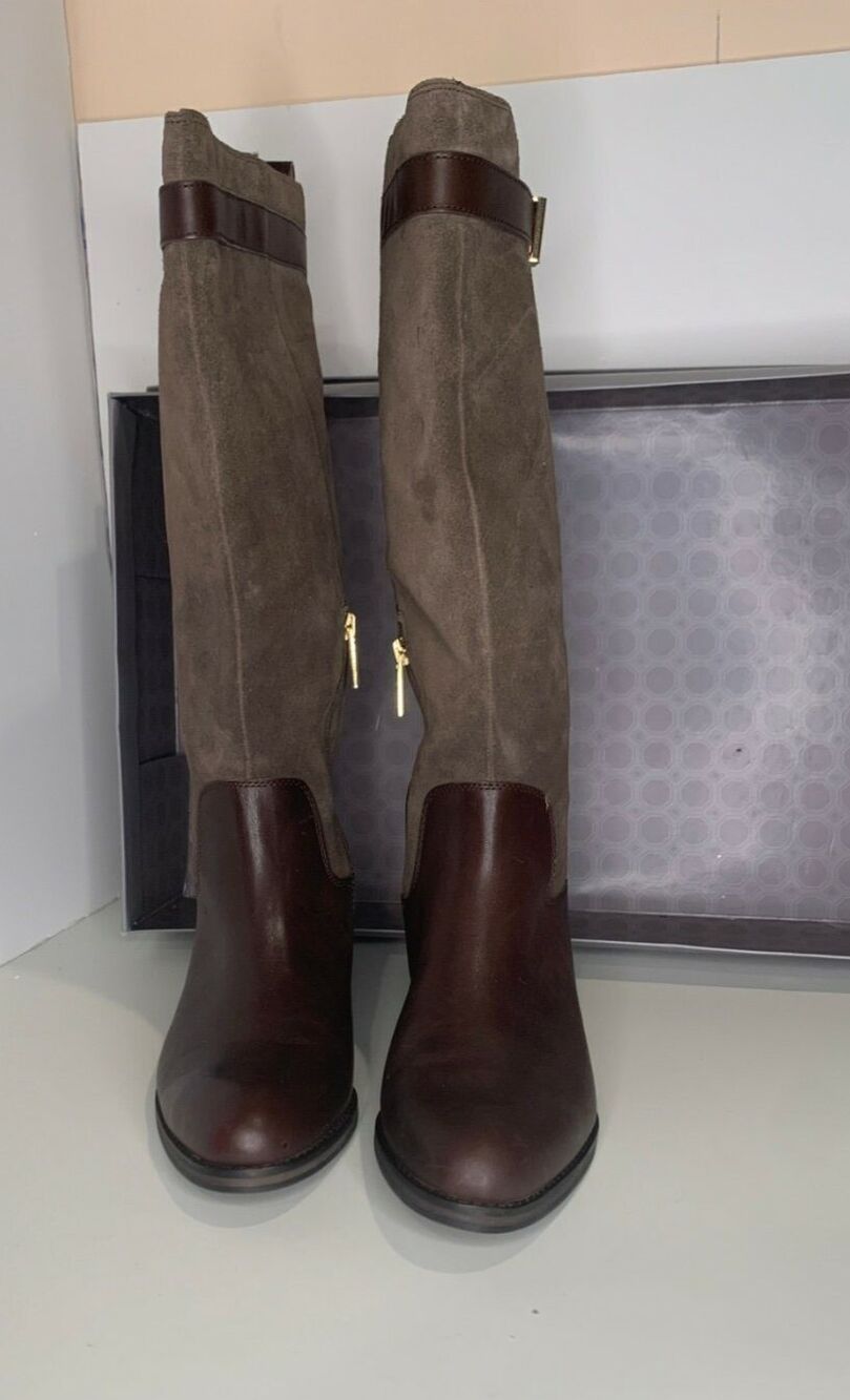 Louise et Cie LO-YVON Suede Knee High Boots Womens 9 Brown Block Heel NEW - Picture 4 of 11
